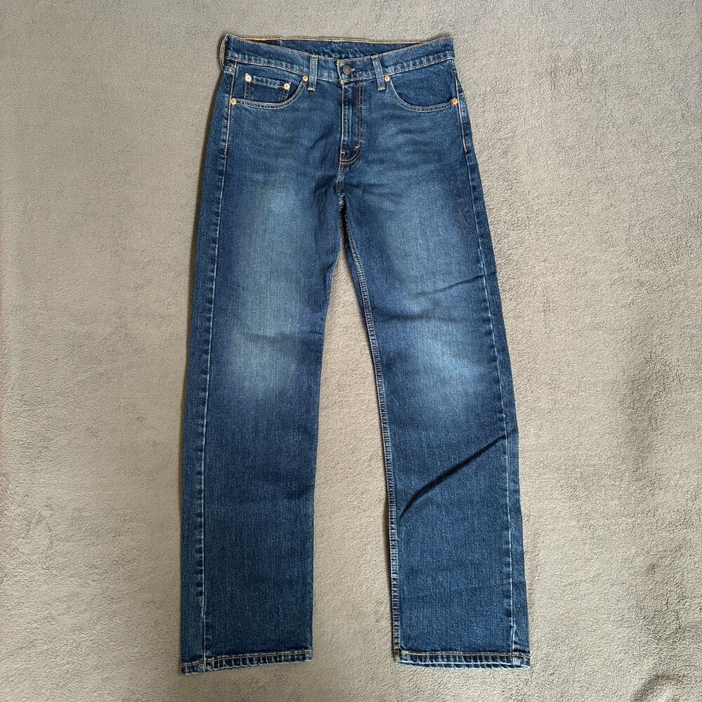 Levi's 505 Medium Wash Blue Denim Regular Fit Straight Leg Jeans Mens Size 33x32
